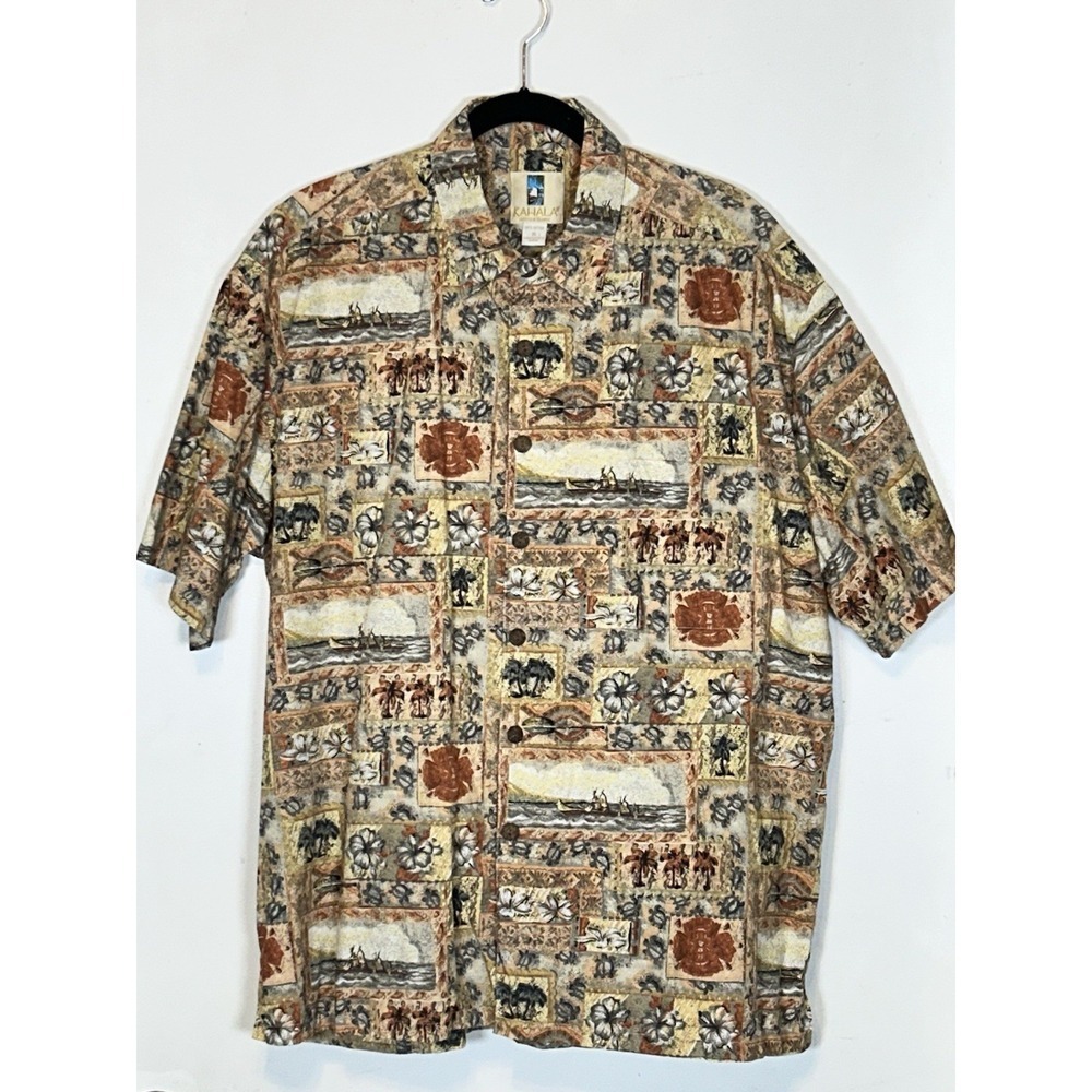 Kahala Men's Short Sleeve Hawaiian Shirt 100% Cotton, Size XL